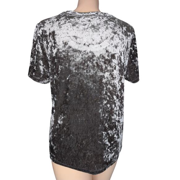 Crushed Velvet Short Sleeve Top Women Small Brown Taupe Y2K Grunge Whimsigoth - Picture 2 of 6